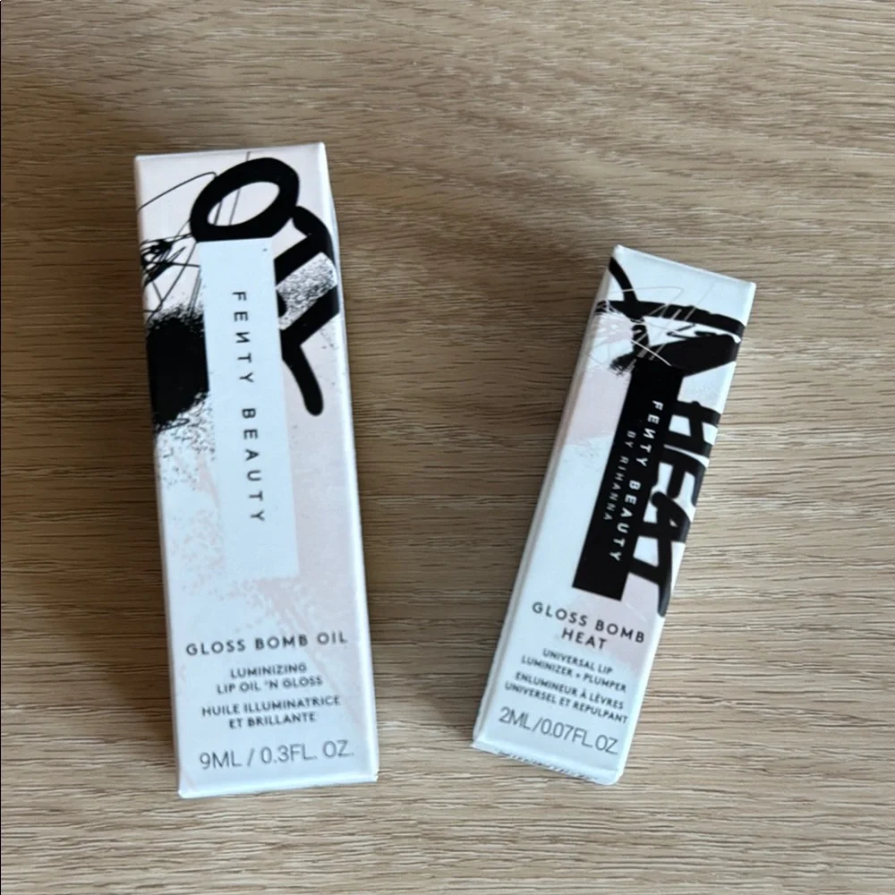 Fenty Beauty Gloss Bomb Oil (full size) and Gloss Bomb Heat (mini)